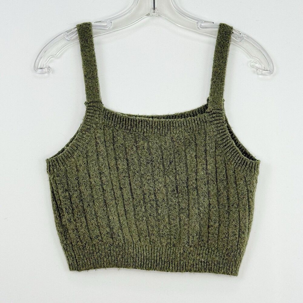 Wild Fable Ribbed Green Cropped Sweater Tank Top Blouse Small Boho Women’s - Picture 13 of 13